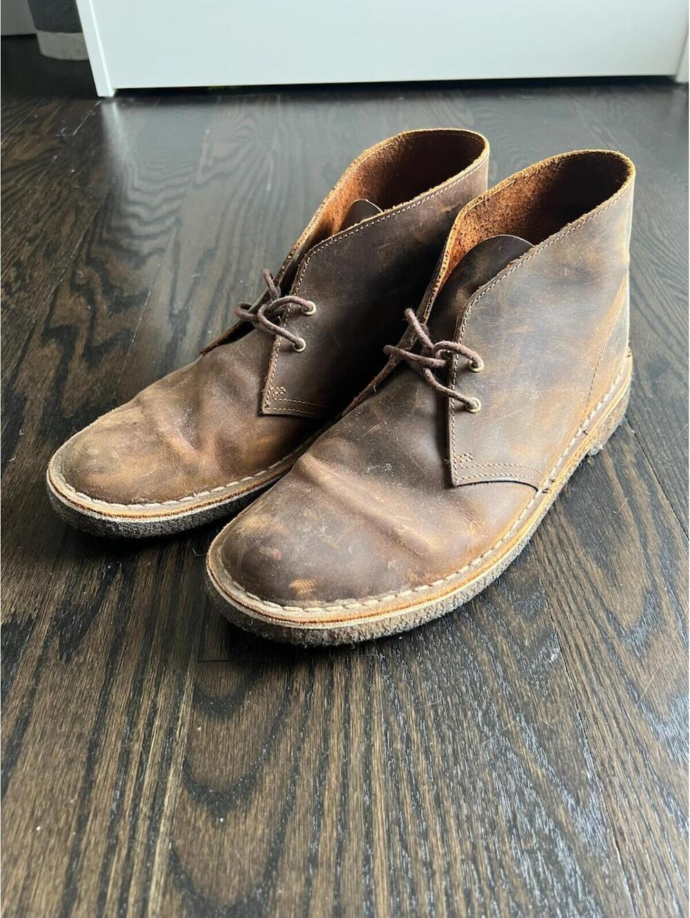 Clarks Brown Leather Lace-Up Desert Boots Mens US 10 - Picture 4 of 9